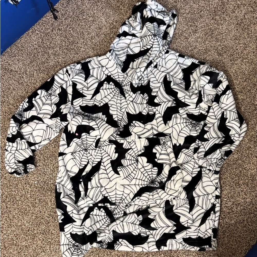 Black and White Spider Web Hoodie Snuggie